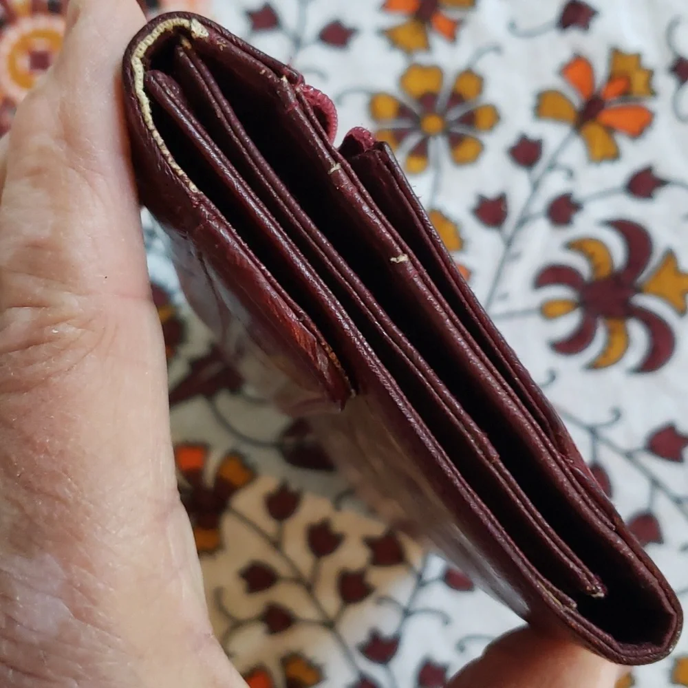 VTG Burgundy Genuine Eel Skin Long Clutch Wallet Soft Lux (BIN 005)